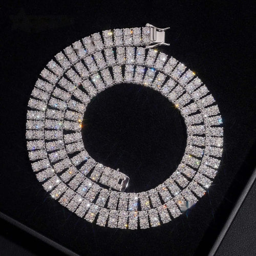 2-Row 4mm Tennis Necklace — Moissanite, 925 Silver