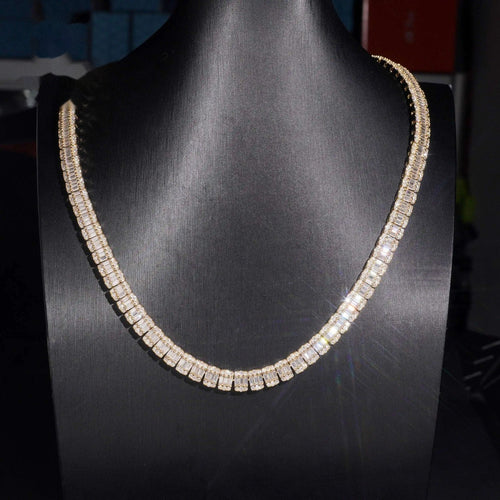 8mm Baguette Cuban Chain — Moissanite, 925 Silver