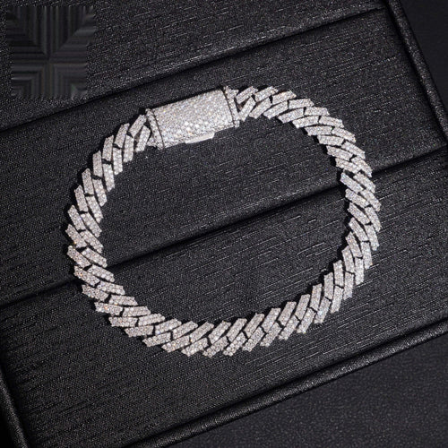 8mm Cuban Bracelet Prong Setting — Moissanite, 925 Silver