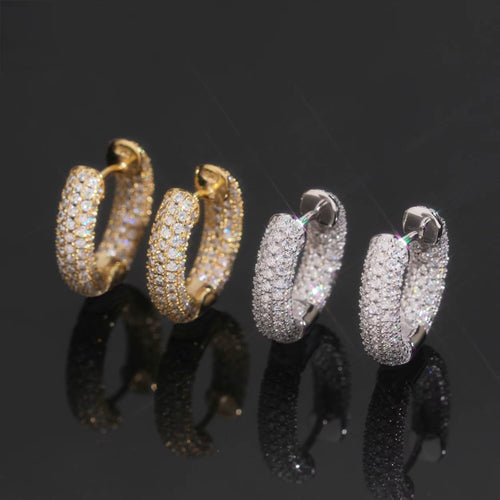 Hoops 2 Earrings Screw Back — Moissanite, 925 Silver