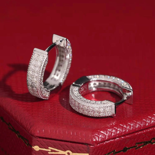 Pavé Hoops Earrings — Moissanite, 925 Silver