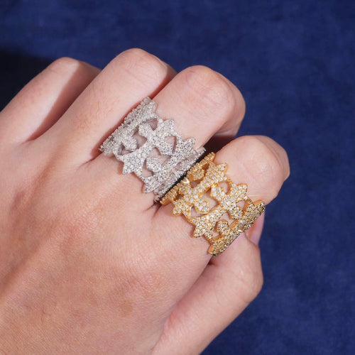 Openwork Cross Band — Moissanite, 925 Silver
