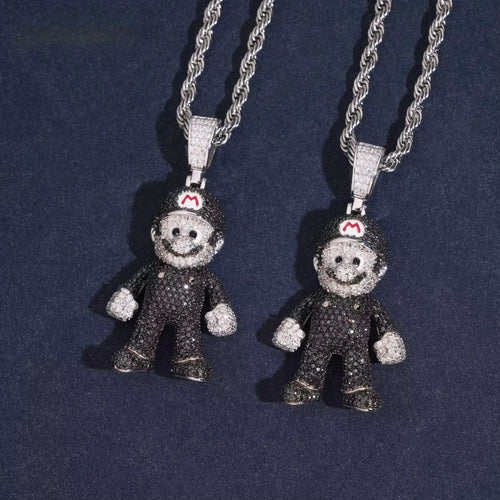 Mario Black Pendant — Moissanite, 925 Silver