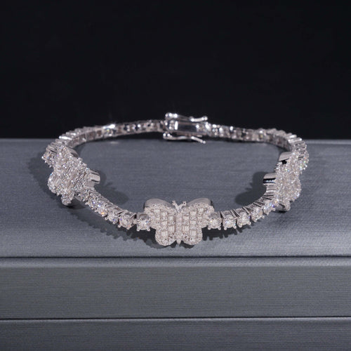 Butterfly Baguette Tennis Bracelet — Moissanite, 925 Silver