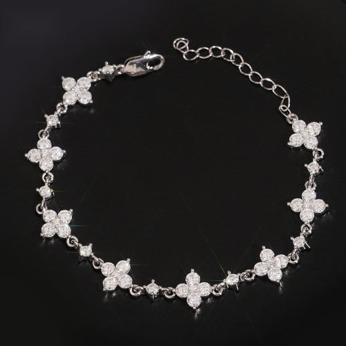 Clover Station Bracelet – Moissanite & 925 Silver