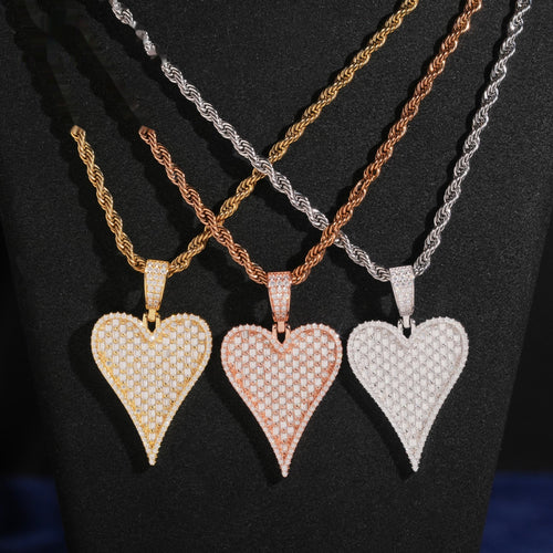 Elongated Heart Pendant — Moissanite, 925 Silver