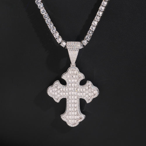 Gothic Cross Pendant — Moissanite, 925 Silver