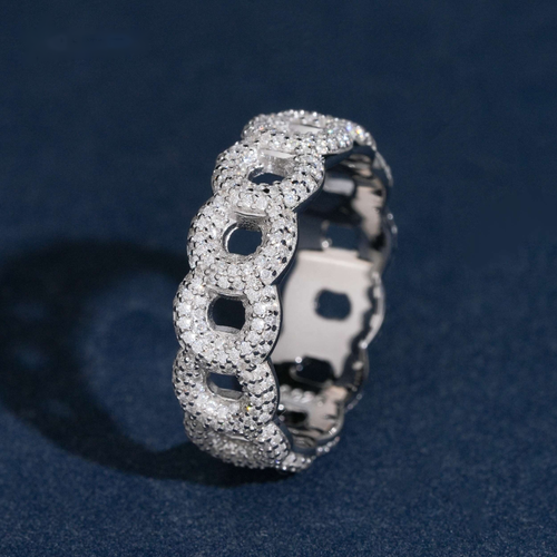 Cuban Link Eternity Ring — Moissanite, 925 Silver