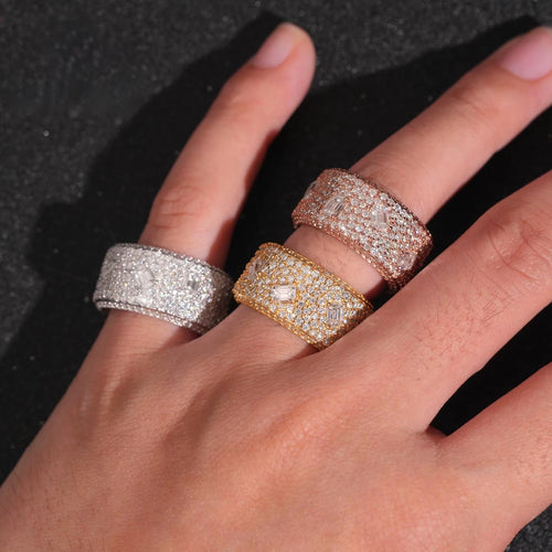 Wide Pavé Baguette Band — Moissanite, 925 Silver