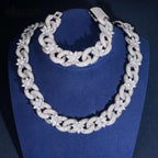 18mm Bling Flower Cuban Chain — Moissanite, 925 Silver
