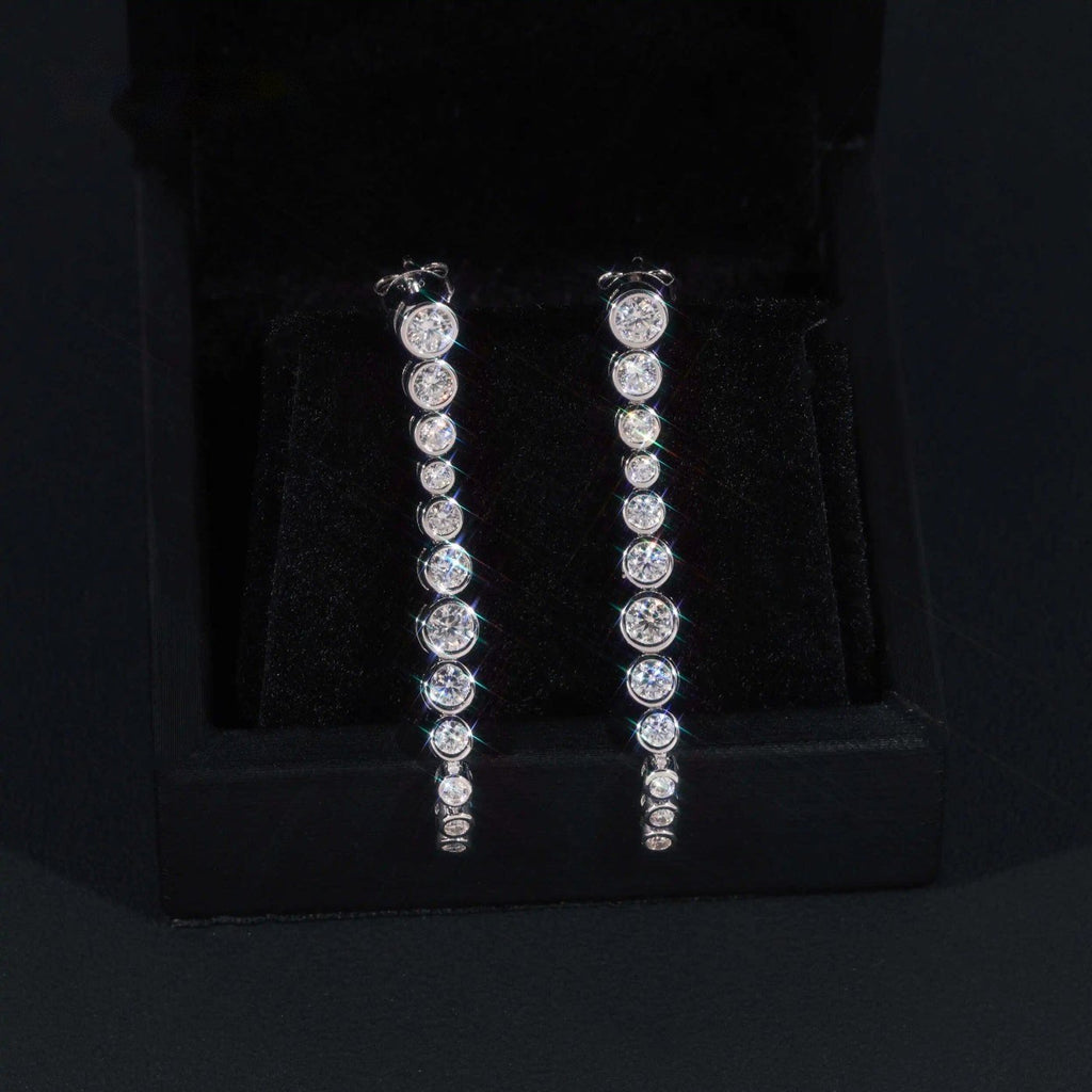 Bezel Drop Earrings — Moissanite, 925 Silver