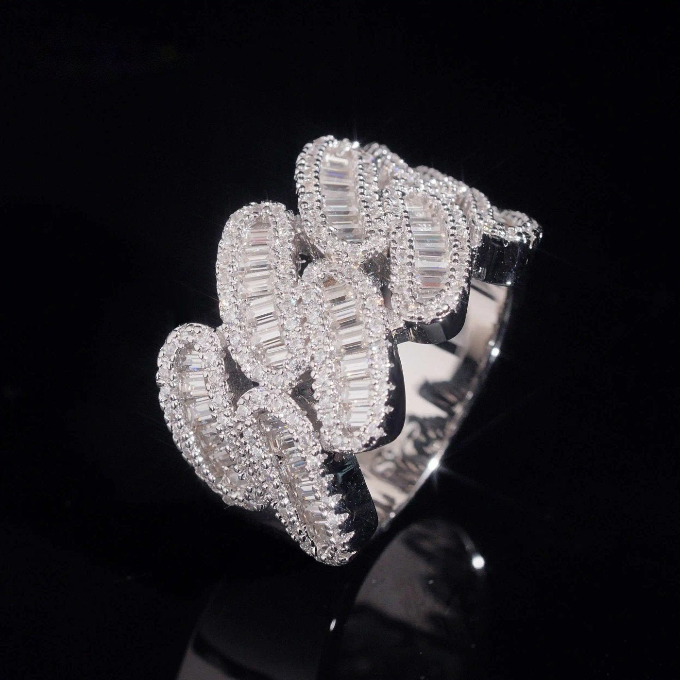 Baguette Cuban Wrap Ring — Moissanite, 925 Silver