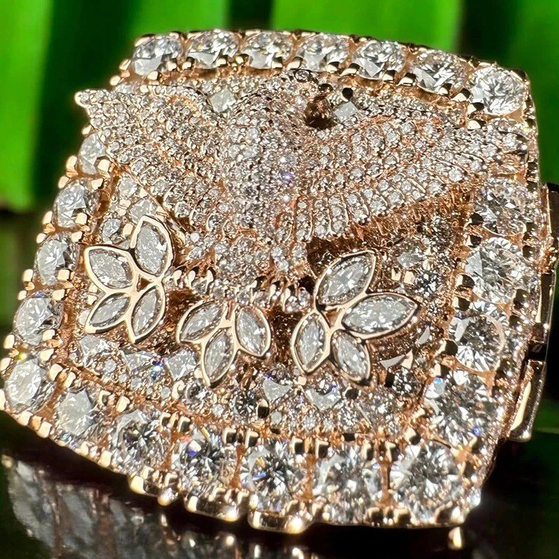 Custom Logo Buss-Down Ring — Moissanite, 925 Silver