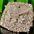 Custom Logo Buss-Down Ring — Moissanite, 925 Silver
