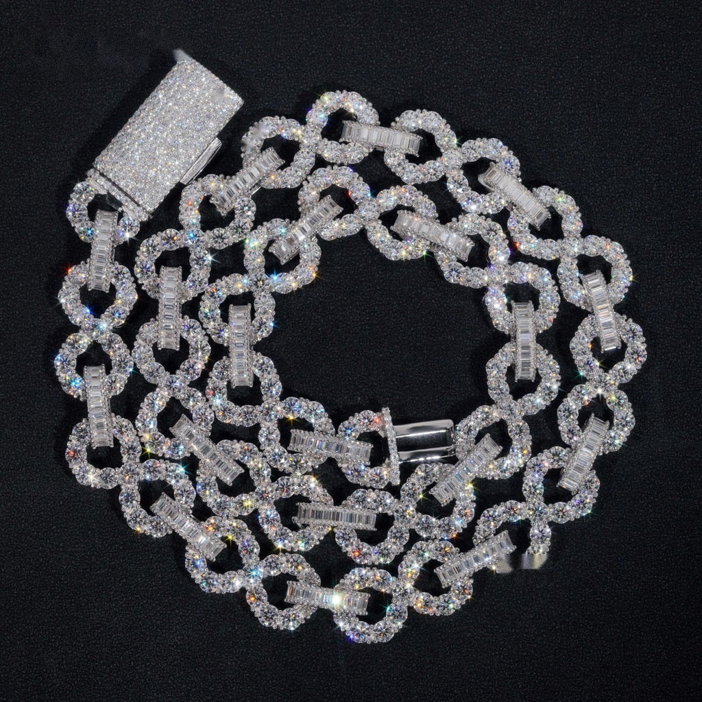 16mm Big Stone Cuban Chain — Moissanite, 925 Silver