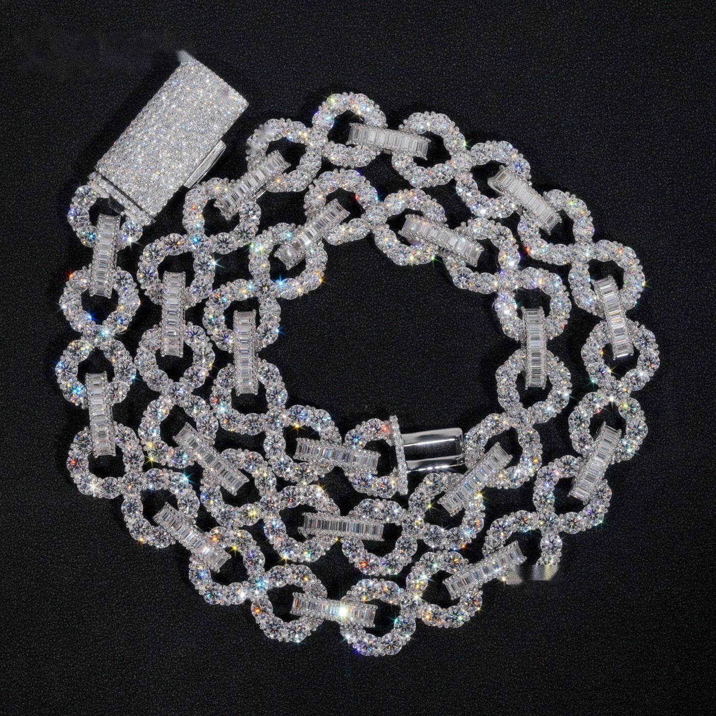 16mm Big Stone Cuban Chain — Moissanite, 925 Silver