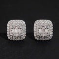 Men's Iced Square Stud Earrings — Moissanite, 925 Silver
