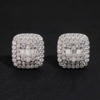 Men's Iced Square Stud Earrings — Moissanite, 925 Silver