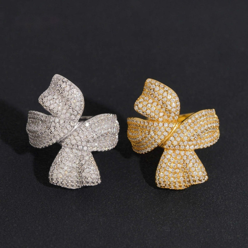 Pavé Bow Statement Ring — Moissanite, 925 Silver
