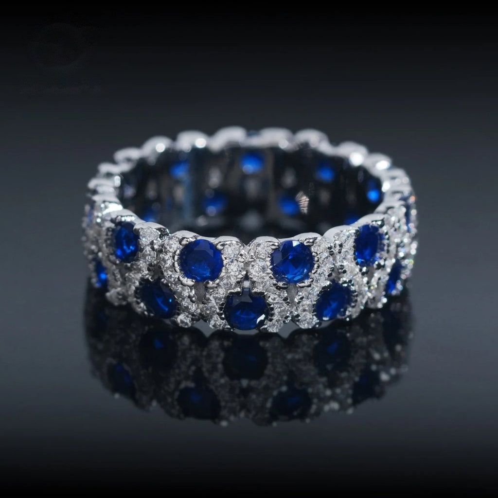 Vivid Blue Eternity Band — Moissanite, 925 Silver