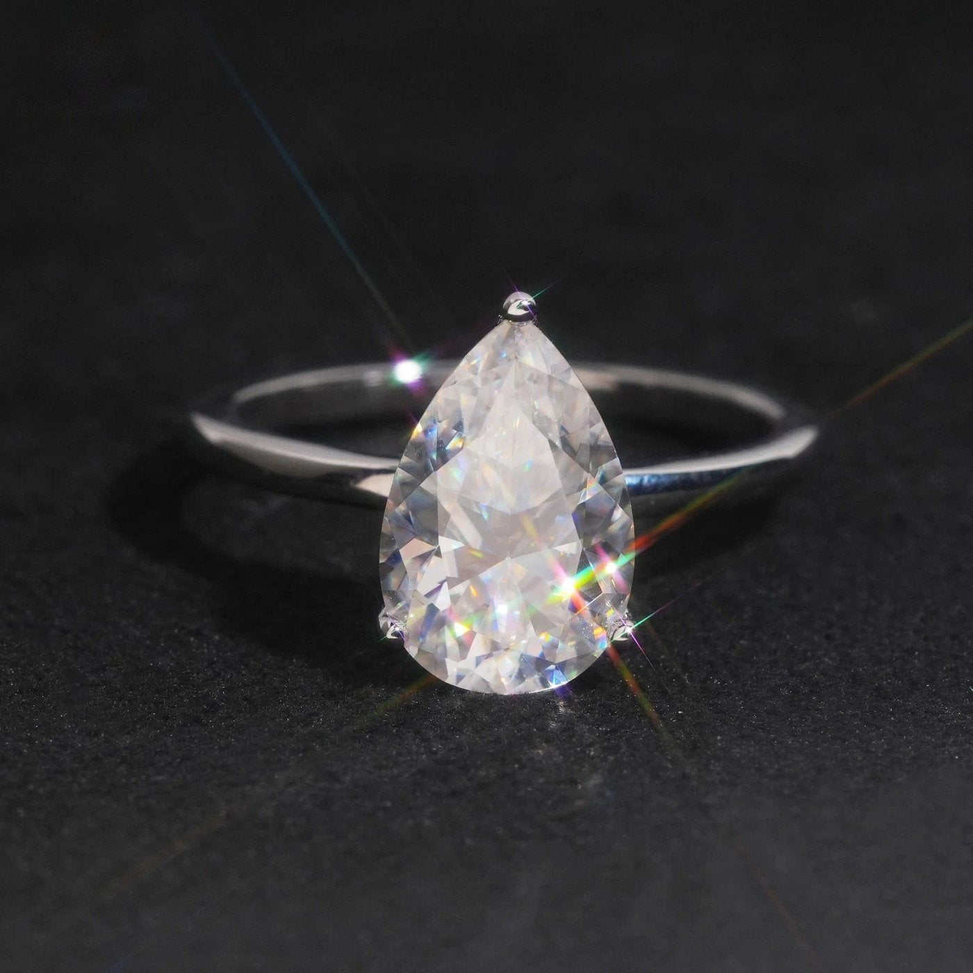 Pear Cut 8×12mm Engagement Ring — Moissanite, 925 Silver