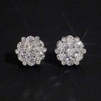Flower Cluster Stud Earrings — Moissanite, 925 Silver