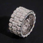 Watch Band Design Men's Ring — Moissanite, 925 Silver