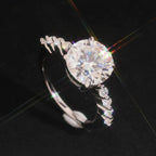 Round Cut Marquise Band Ring — Moissanite, 925 Silver