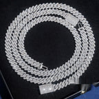 10mm Iced Prong Cuban Chain — Moissanite, 925 Silver