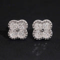 Clover Pavé Stud Earrings — Moissanite, 925 Silver