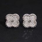 Clover Pavé Stud Earrings — Moissanite, 925 Silver