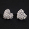 Pavé Heart Stud Earrings — Moissanite, 925 Silver
