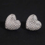 Pavé Heart Stud Earrings — Moissanite, 925 Silver