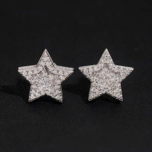 Pavé Star Stud Earrings — Moissanite, 925 Silver