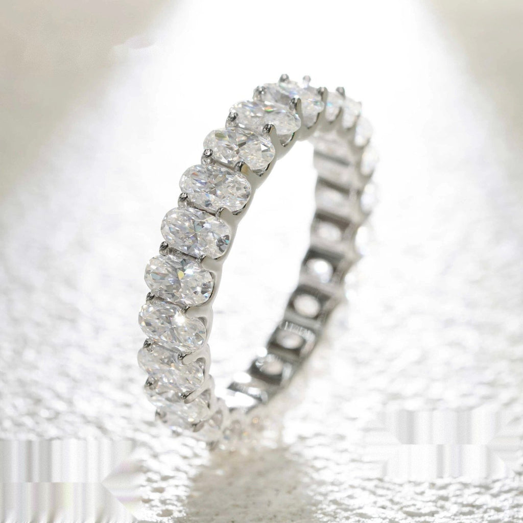 Oval Cut Eternity Band — Moissanite, 925 Silver