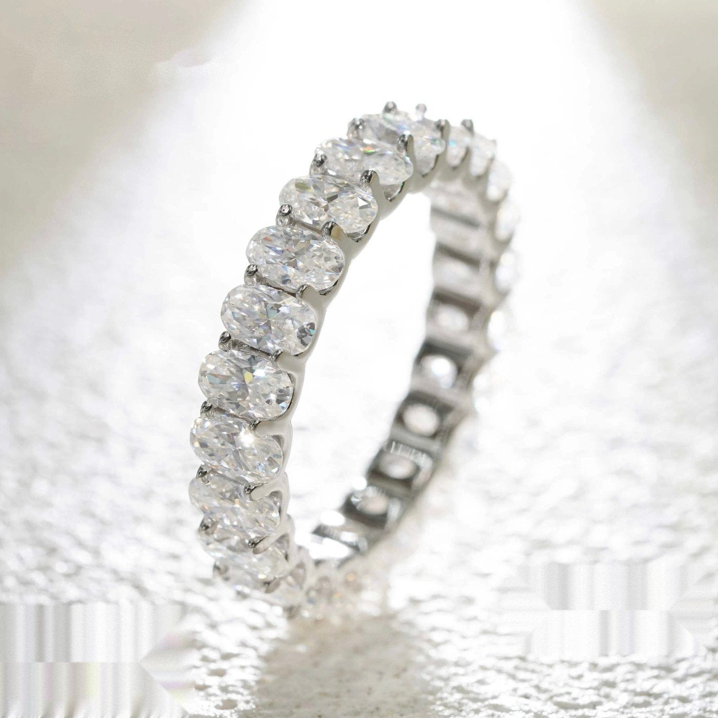 Oval Cut Eternity Band — Moissanite, 925 Silver