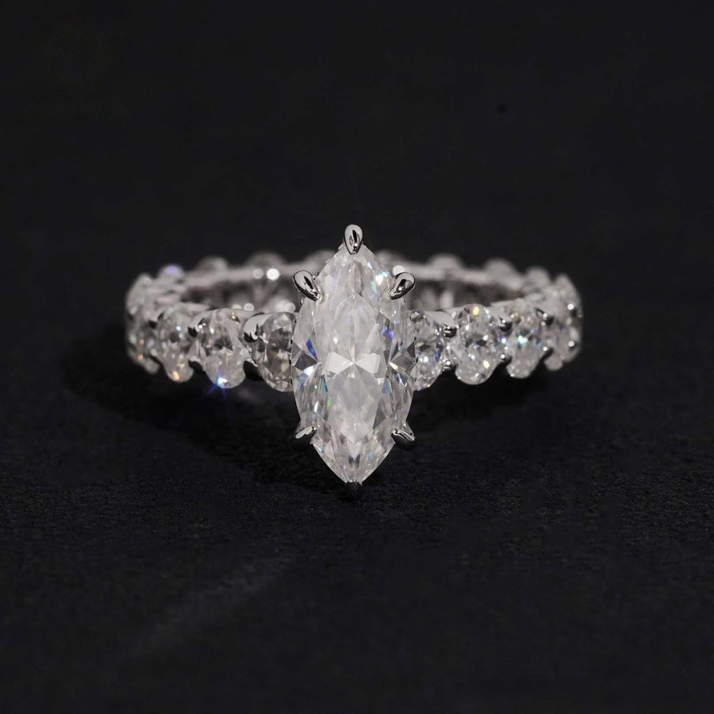 Marquise Solitaire Eternity Ring — Moissanite, 925 Silver
