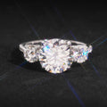 Oval Three-Stone Wedding Ring — Moissanite, 925 Silver