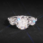 Oval Three-Stone Wedding Ring — Moissanite, 925 Silver