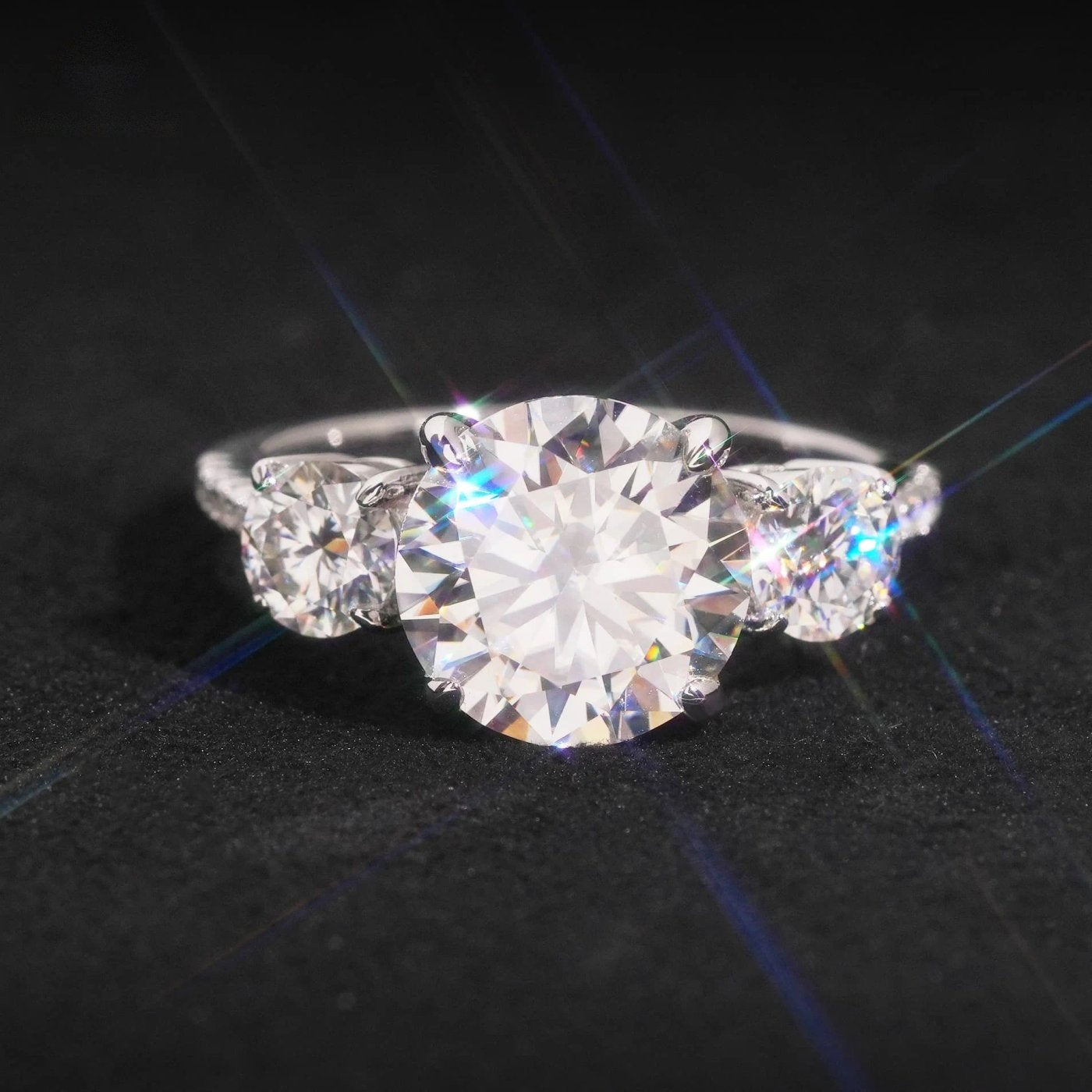 Oval Three-Stone Wedding Ring — Moissanite, 925 Silver