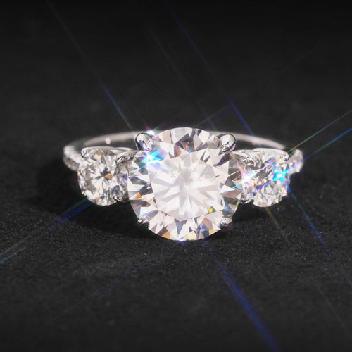 Oval Three-Stone Wedding Ring — Moissanite, 925 Silver
