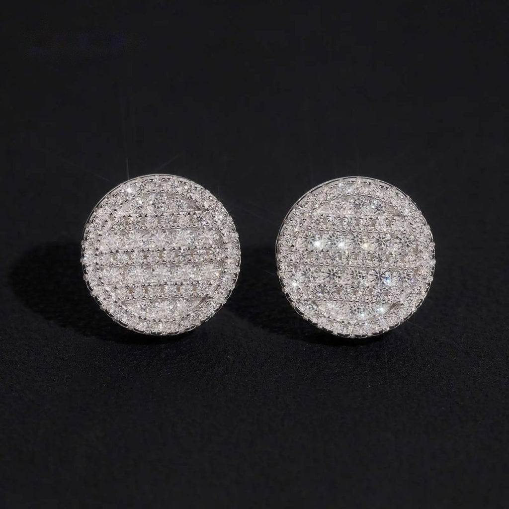 Round Pavé Dome Stud Earrings — Moissanite, 925 Silver