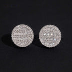 Round Pavé Dome Stud Earrings — Moissanite, 925 Silver