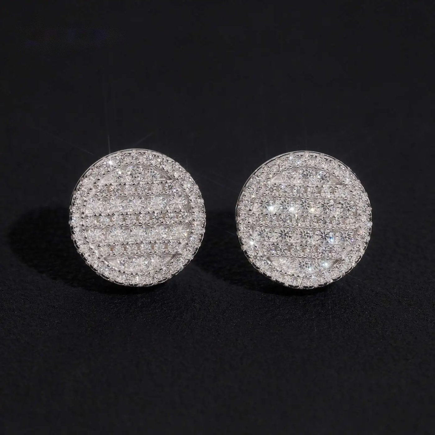 Round Pavé Dome Stud Earrings — Moissanite, 925 Silver