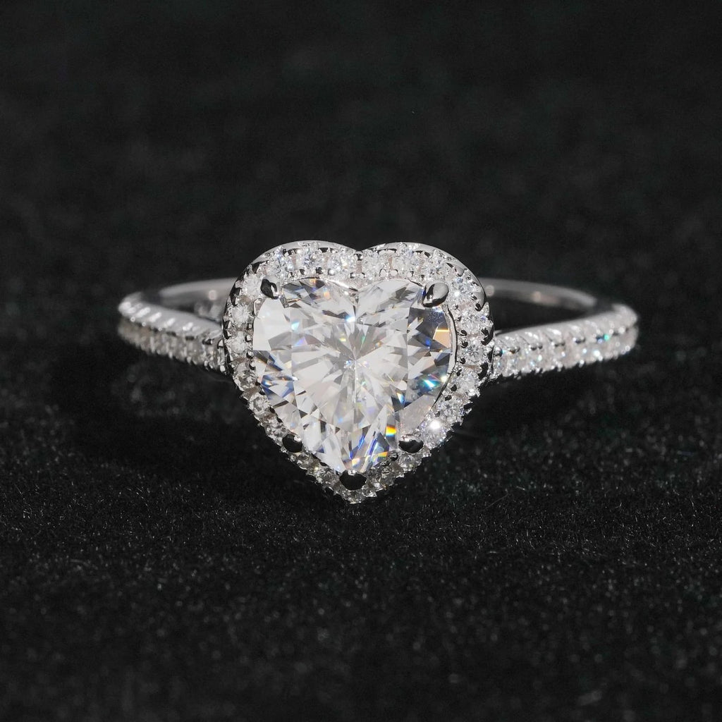 Heart Cut 8×8mm Engagement Ring — Moissanite, 925 Silver