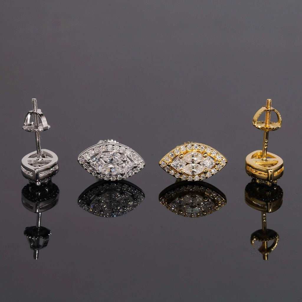 Marquise Stud Earrings — Moissanite, 925 Silver