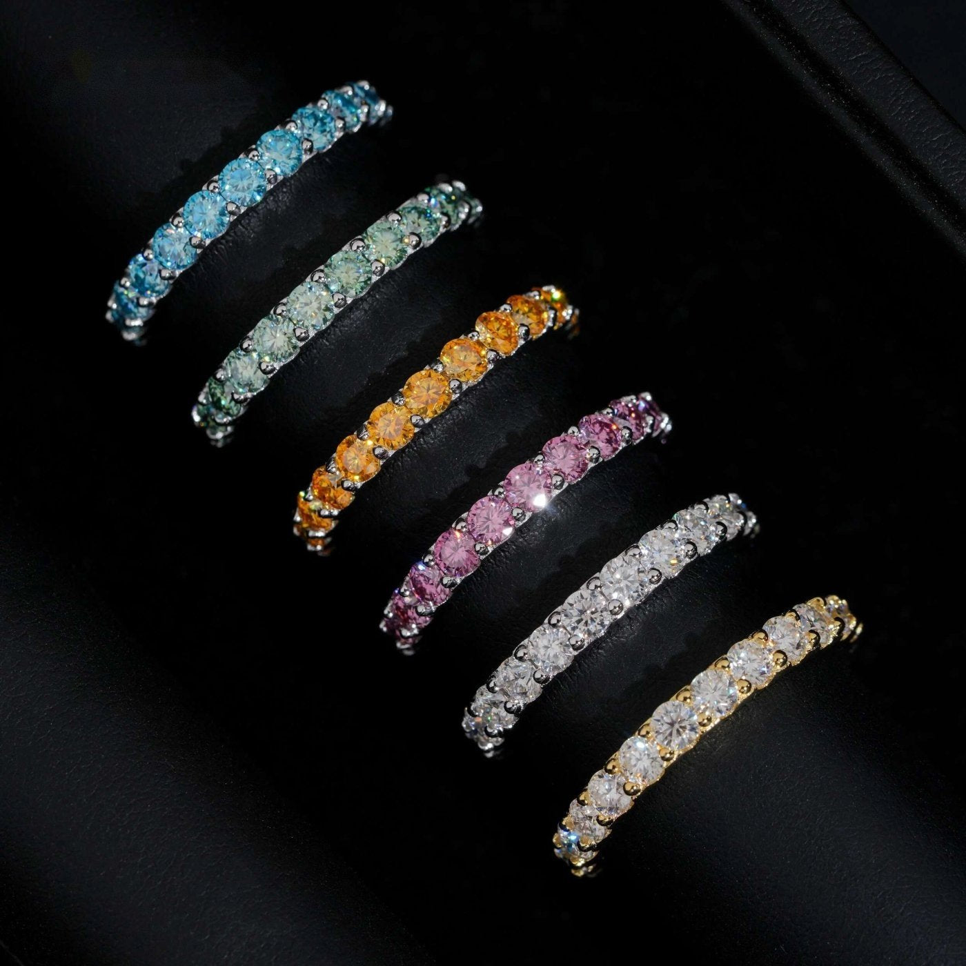 3mm Color Stone Eternity Band — Moissanite, 925 Silver