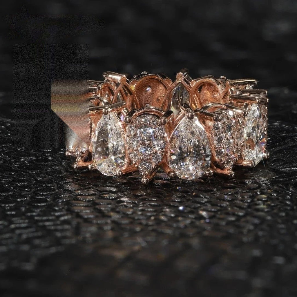 Pear & Pavé Eternity Band — Moissanite, 925 Silver