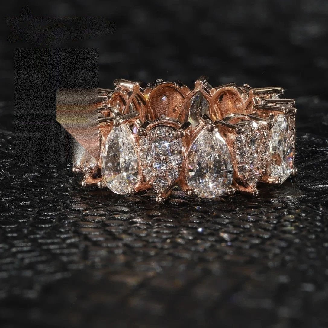 Pear & Pavé Eternity Band — Moissanite, 925 Silver