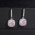 Cushion Halo Drop Earrings — Moissanite, 925 Silver